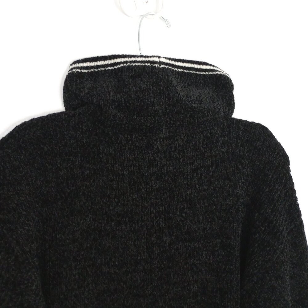 Rachel Zoe Black with White Trim Chenille Turtleneck Cowl Sweater - Picture 7 of 8